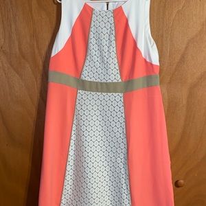 Coral tan and white dress NWT size 18